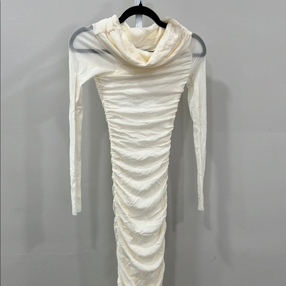 BUMPSUIT Off The Shoulder Mesh Dress in White - Picture 4 of 11
